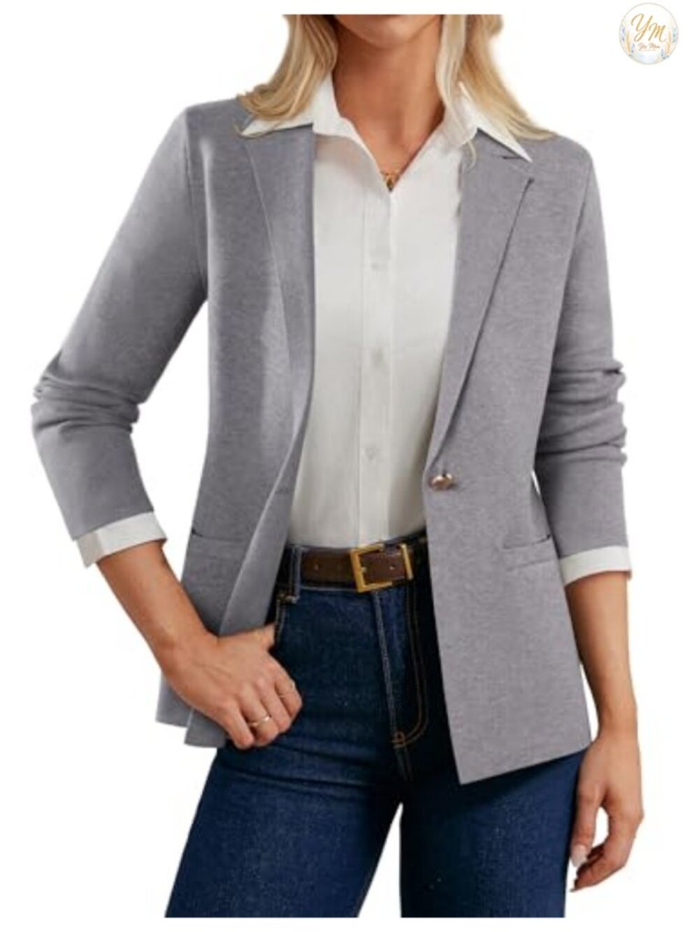 Women's Knit Blazer Jacket Business Casual Long Sleeve Open Front Work Office